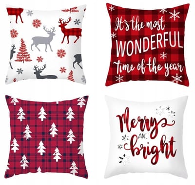 Premium Christmas P-Z10 - Sierkussenslopen - Kerstmis - Set van 4 stuks - Inclusief Ritssluiting - Hoogwaardige Kwaliteit