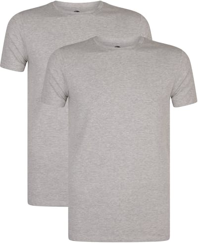 Petrol Industries T-Shirts Heren 2-Pack - Ronde Hals - Korte Mouwen - Katoen-Elastaan Mix - Effen Kleuren - Multipack van 2 stuks - Grijs - Maat XXXL
