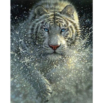 5D DIY Diamond Painting  Tiger Series  Diamond Borduren Cross Stitch Handwerk Cadeau 20X30CM gray