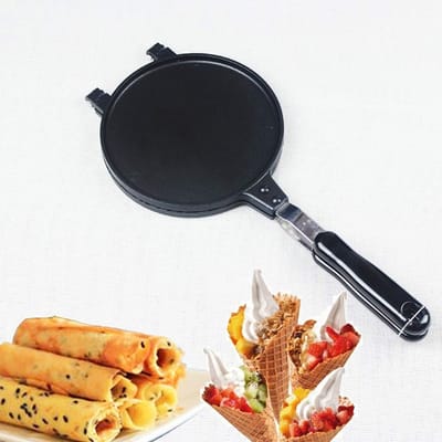 Wafelijzer Kegels - Eierrol Maker - Desserts Maken - Dubbelzijdig Bakken - 67 Inch Diameter - Zwart