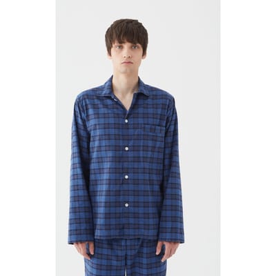 Tekla Unisex Flannel, Pyjamas Shirt Blue Hour Maat: XS | Nachtmode Outlet | Unisex | Blauw