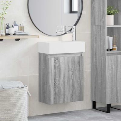 vidaXL - Badkamermeubel - met - kraan - Grijs - Sonoma - 45,5 - x - 22,5 - x - 84 - cm