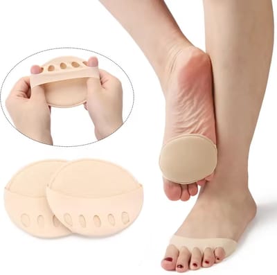 1 Paar Voorvoet Pad - Voorvoet Kussens - Inlegzool Voor Hakken - Schok Dempend - Voetkussen Voor Voorvoet - Beige - LOUZIR