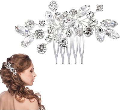 Elegante Bruidsbloem Haaraccessoire met Parel en Kristallen Bladeren voor Vrouwen en Meisjes
