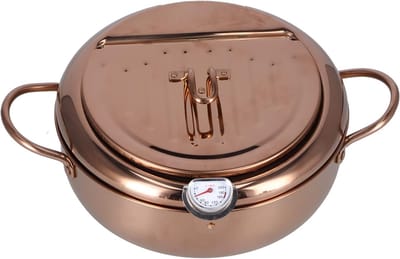 Frituurpan Roestvrijstaal - Friteuse Keuken - Thuis Frituren - Met Oliethermometer - 34 Liter Capaciteit - Zilver