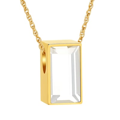 Aramat Jewels | Gedenkhangers | Kleine Ashanger Rechthoek met Zirkonia Goudkleurig – 11x6mm Mini Assieraad | | | |11mm | Staal | Volwassenen | Verkleurd niet