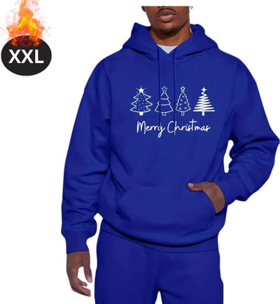 Bovista Kersttrui - Heren - Foute Kersttrui - Christmas Sweater - Kerst Sweater - Kerstboom - Christmas Jumper - Hoodie - Blauw - XXL