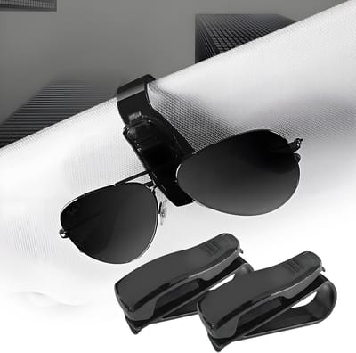 SnelShoppen - 2Pcs Multifunctionele Zonnebrilhouder voor Auto - Universele Clip voor Zonnebrillen en Kaarten - Duurzaam ABS - Perfect voor Alle Voertu