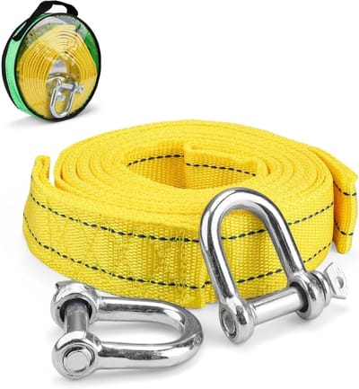 Sleepriem Auto - Sleeptouw Reddingslijn - Voertuigen Slepen - Dubbel Genaaid Polyester - 5 Ton 5 Meter - Neon Geel