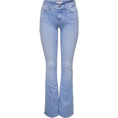 Only blauwe dames jeans   Blush   Regular waist   Stonewash wassing   Flared fit   5-Pocket zakken   Knoop- en ritssluiting   Regular waist Blauw L/32