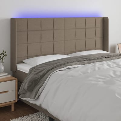 vidaXL - Hoofdbord - LED - 163x16x118/128 - cm - stof - taupe