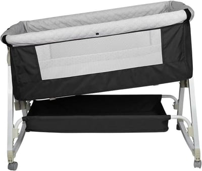 Babybedje met matras - Reiswieg peuterbed - Veilig slapen - 6-traps hoogteverstelling - 92x52x106-118 cm - Zwart