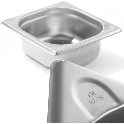 HENDI Gastronorm container 1/6 – 1L – versterkte hoeken – roestvrij staal – 65mm