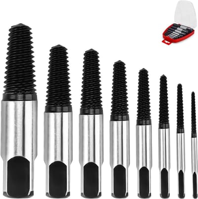 Allecta - Professionele Schroevendraaierset 8 Stuks voor Linkse Uitdraaien, Schroefextractor Kit voor Beschadigde Schroeven, Buizen, M3-M45
