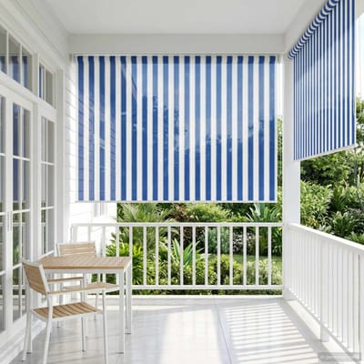 Buiten Rolgordijn 90% UV-blokkerend Blauw Wit Gestreept 160 x 230 cm HDPE