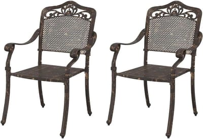 Tuinstoelen Set - Balkonstoelen Aluminium - Buiten Zitten - Vintage Design - 55 x 55 x 92.5 cm - Brons