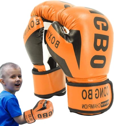 Kinder Bokshandschoenen - Vechtsport Handschoenen - Jongeren Training - Ademend Mesh Materiaal - 6 Ounces - Oranje