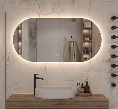 Schaere - Ovale Badkamerspiegel - Indirecte Verlichting - Spiegel Verwarming - Instelbare Lichtkleur - Dimfunctie - 140×70 cm