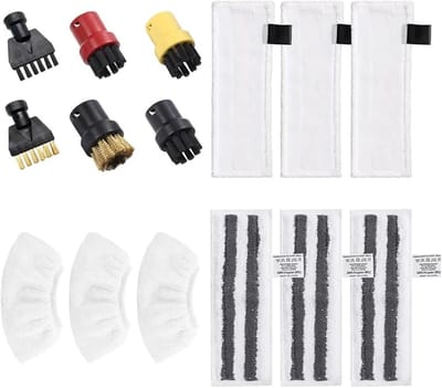 Accessoireset for stoomreiniger compatibel met Kärcher EasyFix SC 2/3/4/5, inclusief dweildoek/borstel/mondstuk, 10-delige set for vloer- en glasreiniging