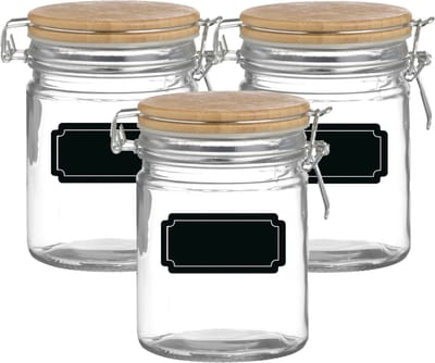 Weckpot/inmaakpot - 4x - 700 ml - glas - met beugelsluiting - incl. etiketten