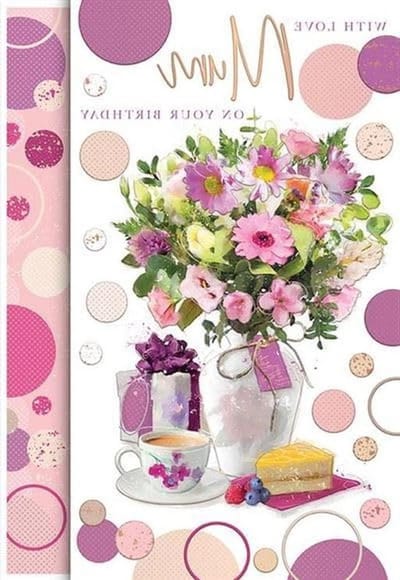 Verjaardagskaart Moeder - Wenskaart Mama - Verjaardag Vieren - Aquarel Bloemen Design - 265 x 180 mm