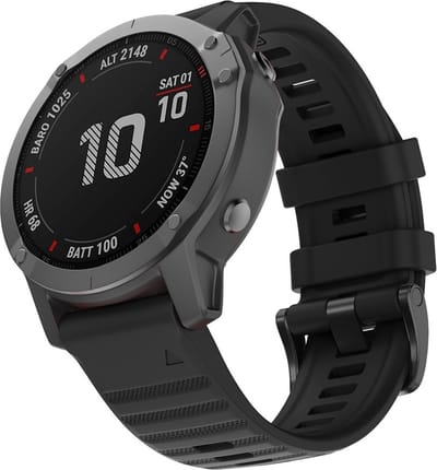 By Qubix - Geschikt voor Garmin bandje - 26mm Quickfit - Siliconen bandje - Zwart - Geschikt voor Garmin Fenix 7X / 6X / 5X