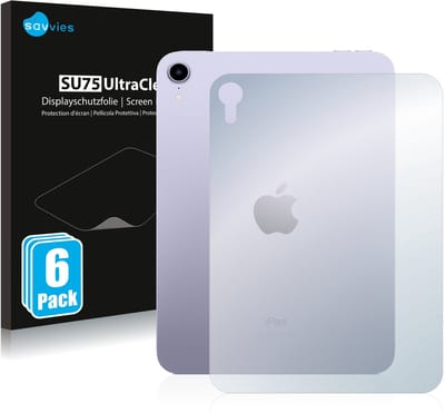 Savvies - Screenprotector voor Apple iPad Mini 6 2021 (Achterkant, 6 Gen.) - Folie Beschermfolie transparant 6 Stuks