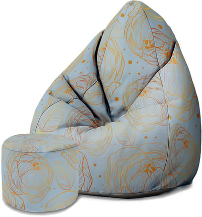 DreamRoots Velvet Zitzak voor Volwassenen – Luxe Beanbag met Voetsteun en Afneembare Hoes – Inclusief Vulling – 80x80x120 cm - Dreaming Flowers