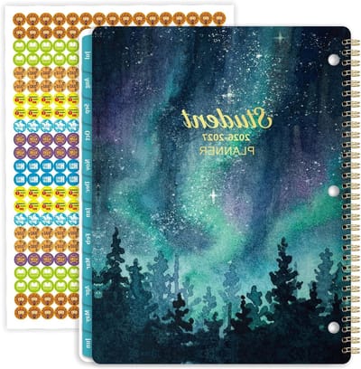 Studentenplanner 2025-2026 - Academische agenda - Schooljaar plannen - 12 maanden overzicht - 9 x 11 inch - Zwart Wit