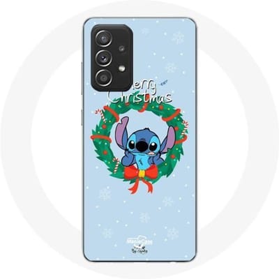 Coque pour Samsung Galaxy A52 Stitch neige joyeux Noël bleu