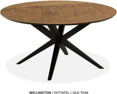 Maxfurn - Eettafel rond met verjongde rand | Zeer krasvast | Kleur: Old teak | diameter 120cm