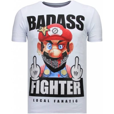 Local Fanatic Fight club mario rhinestone t-shirt