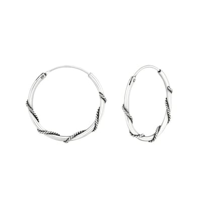 Aramat Jewels - Oorringen zilver 20mm - Geoxideerd zilveren huggies