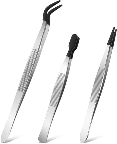 Dailygoods- Pincet Set 3 Stuks - Roestvrij Staal - Platte/Bogen Punt - Knutselen/Sieraden - Wimper Tool - Lichtgewicht - Knutselpincet