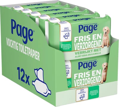 Page® vochtig toiletpapier - Fris en Verzorgend (Aloë Vera) - met Aloë Vera en Kamille - 456 velletjes - 12 x 38 stuks