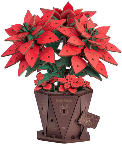 Robotime, Wooden Bloom Craft, Poinsettia, TF001, 14,5x14,5x17cm