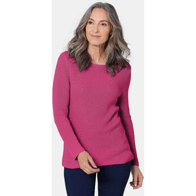Flatteuze pullover van puur katoen - roze - Gr. 38 van Goldner Fashion