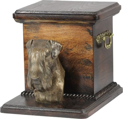 Schnauzer urn met beeldje - elegante urn voor hondenas