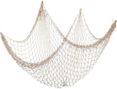 Dailygoods- Visnet decoratief 1x2m - Wanddecoratie metaal - Mediterrane stijl - Wanddecoratie woonkamer - Wanddecoratie slaapkamer - Handgeweven katoen