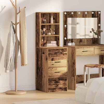 vidaXL - Highboard - Oud - hout - 40 - x - 41 - x - 135 - cm - Bewerkt - hout