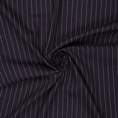 Donkerblauwe Viscose Linnen Stof met Krijtstreep – Oeko-Tex Geweven Kledingstof – 138 cm Breed – 190 gr/m² – Voor Zomerse Mode