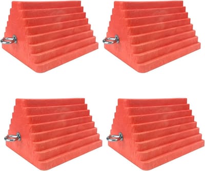 Set van 4 Zware Wielblokken Oranje met Oogbout voor Caravans, Campers en Trucks