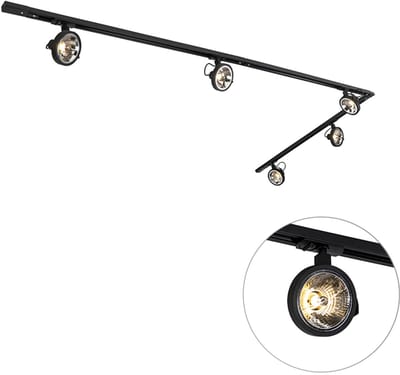 QAZQA go - Moderne Spot railsysteem verlichting, railverlichting geschikt voor led - 5 lichts - L 300 cm - Zwart - Woonkamer | Slaapkamer | Keuken