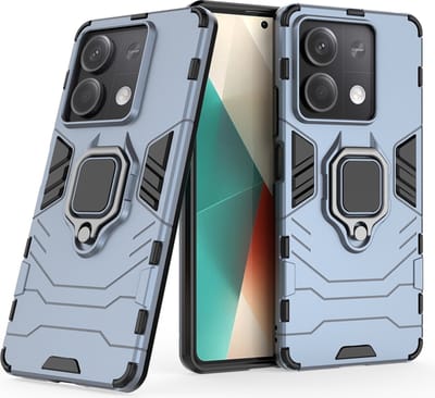 MobyDefend Hoesje - Geschikt voor Xiaomi Redmi Note 13 5G - Dubbelgelaagde Pantsercase Met Standaard - Blauw
