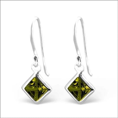 Aramat Jewels | Oorhangers | Olijf Groene Zirkonia Oorbellen voor Kinderen | | | |8mm | Zilver | Kinderen, Volwassenen | Verkleurd niet