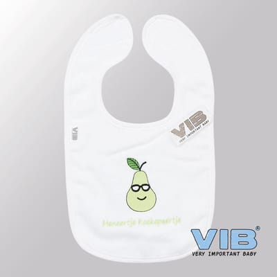 VIB® - Slabbetje Luxe velours - Meneertje Koekepeertje (Wit) - Babykleertjes - Slabbetjes - zwangerschap aankondiging - baby aankondiging