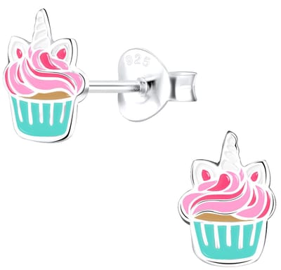 Joy|S - Zilveren cupcake oorbellen - 6 x 8 mm oorknoppen - t92