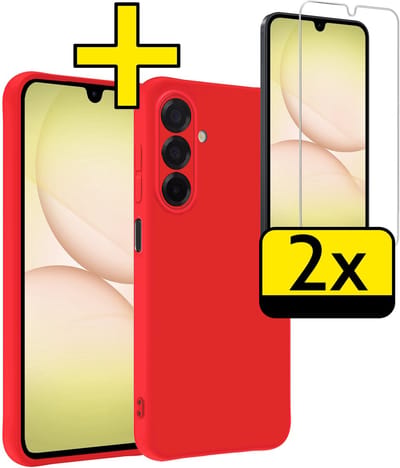 Hoesje - Met 2x Screenprotector - Geschikt voor Samsung Galaxy A17 - Sterk & Shockproof - Back Cover - Siliconen Case - Telefoon Hoes - Telefoonhoesjes - Rood
