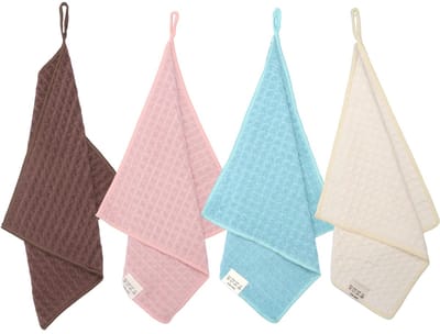Dailygoods- Microvezeldoeken Set van 4 - Wafelstructuur - Vaatdoeken - Keukendoeken - Herbruikbaar - 30 x 30 cm - Theedoeken