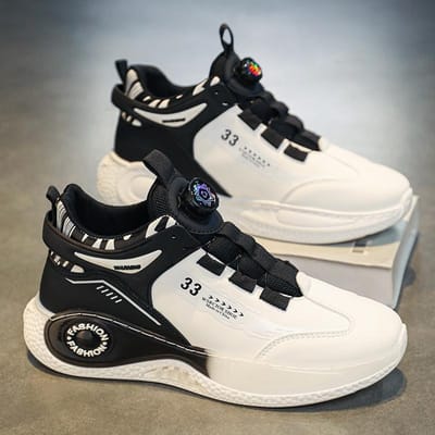 Heren Sneakers met Draaiende Gesp Comfortabele Antislip Veterschoenen Duurzame Schoenen voor Heren Buitenactiviteiten 42 zwart